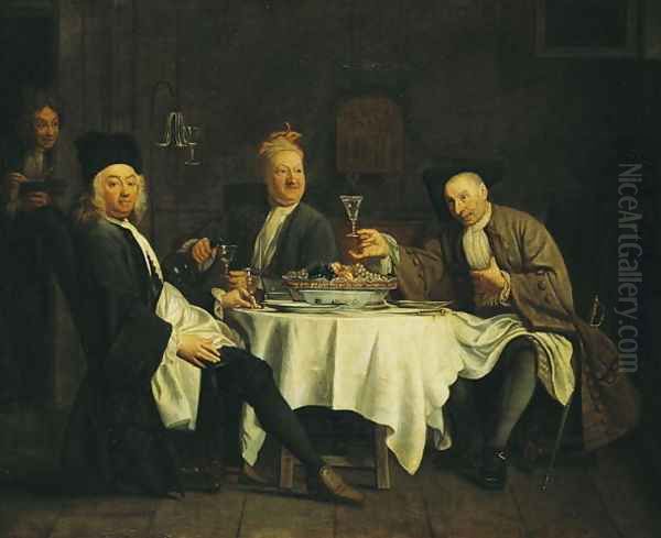 The Poet Alexis Piron 1689-1773 at the Table with his Friends Jean Joseph Vade 1720-57 and Charles Colle 1709-83 - view 1