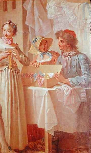 The Ribbon Seller section of a tapestry cartoon for La Foire de Village - view 1