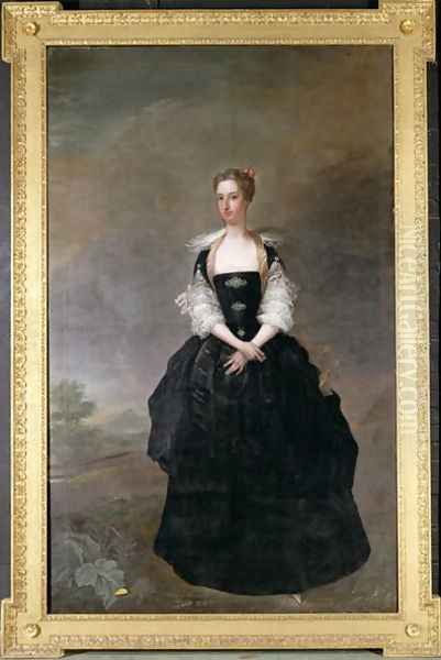 Portrait of a lady member of the Dundas family in a black velvet dress with lace sleeves - view 1