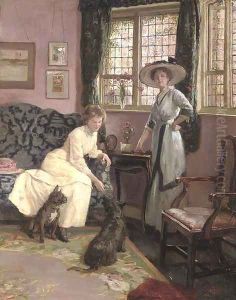 The Drawing Room at No. 26 Tite Street, Chelsea A Portrait of the artist's wife and sister-in-law by George Percy Jacomb-Hood