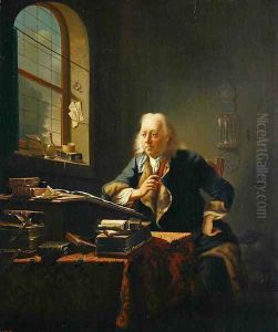 A Scholar Sitting at his Desk by Justus Juncker