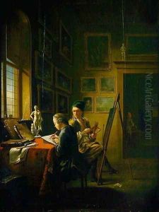 The Master at his Easel by Justus Juncker