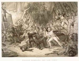 Horatio Nelson boarding the San Josef at the Battle of Cape St Vincent