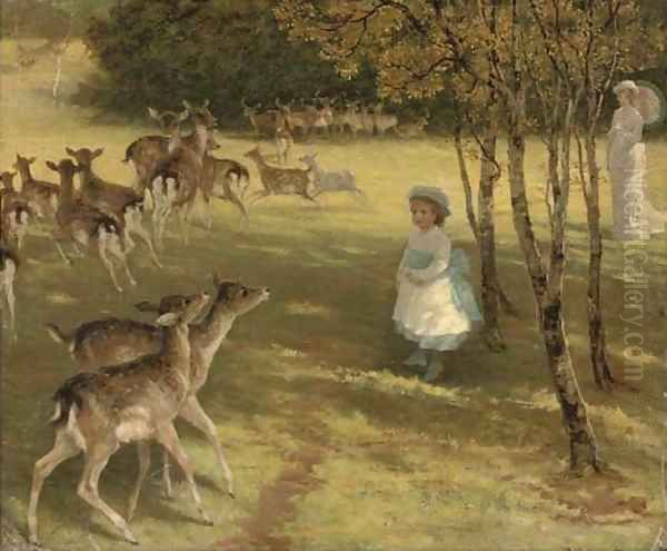 Feeding the deer in the park - view 1