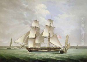 An armed merchantman and other shipping on the River Mersey off Liverpool
