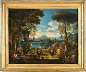 Paesaggio Con Vaso Classico, Rovine E Pastori Paesaggio Con Vaso Classico, Rovine E Pastori
