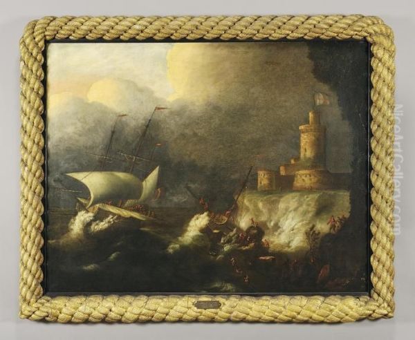 Mare In Tempesta Davanti Ad Una Fortificazione Genovese - view 1