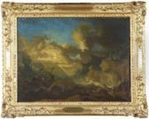Mare In Tempesta Con Veliero E Personaggi