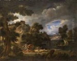 Paesaggio Fluviale Con Pastori E Un Temporale