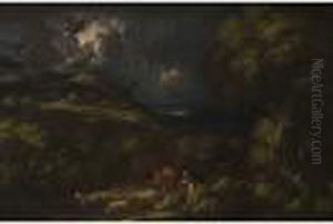 Paesaggio Campestre Con Figure Ed Armenti by Pieter the Younger Mulier