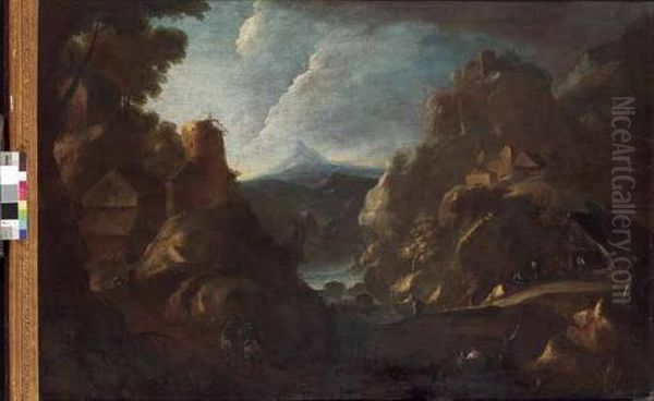 Paesaggio Rupestre Con Viandanti - view 1