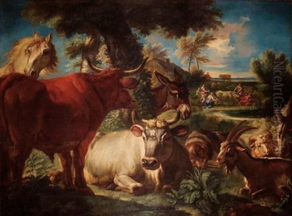 Paesaggio Con Animali, Sul Fondo Io Ed Il Padre Inacho - view 1