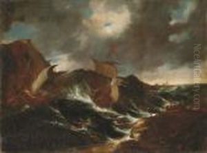 Marina In Burrasca Con Scena Di Naufragio by Pieter the Younger Mulier