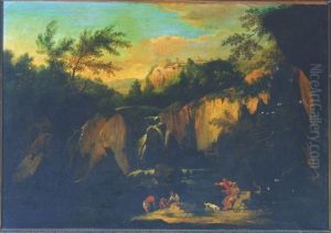The Waterfall At Tivoli, With Figures