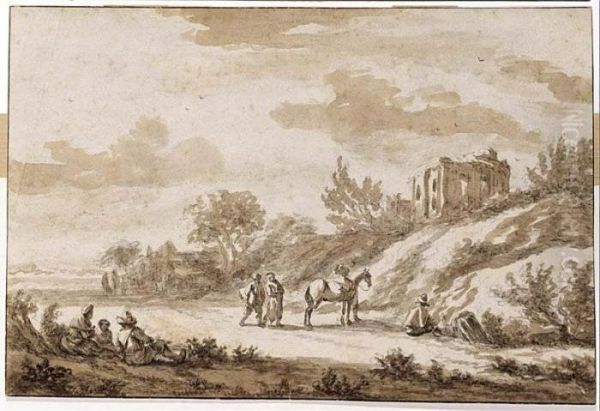 Peasants On A Country Road At Op Bergen (st Gilles) - view 1