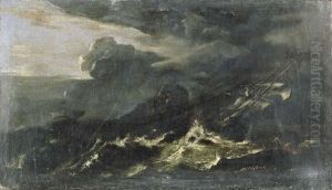 Burrasca Con Velieri In Panne by Pieter the Younger Mulier