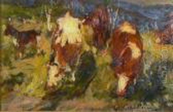Mucche Al Pascolo by Vittorio Cavalleri