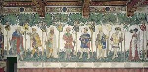 The Nine Worthies and the Nine Worthy Women detail of Julius Caesar Joshua King David Judas Maccabeus King Arthur Charlemagne Godfrey de Bouillon and Delphine by Giacomo Jaquerio