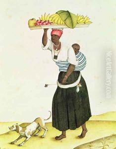 A Woman Carrying a Tray of Fruit on her Head by Carlos Juliao