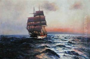Sailing Ship at Sea by Alfred Serenius Jensen