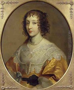 Portrait of Henrietta Maria 1609-69 Queen consort of Charles I of Great Britain and Ireland by Cornelius Janssens Van Ceulen