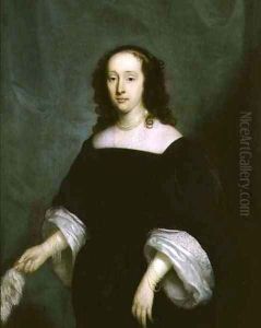 Portrait of a Lady Holding a Feather by Cornelius Janssens Van Ceulen