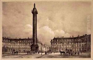 View of the replica of Trajans column in the Place Vendome by Jean Jacottet