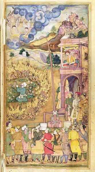 Ibrahim Khalil Praying Within a Circle of Blazing Logs - view 1