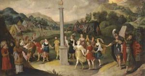 The Israelites worshiping the golden calf by Hans III Jordaens