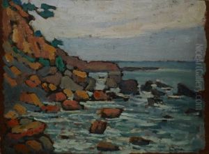 Bord De Mer Aux Rochers by Edmond Ceria