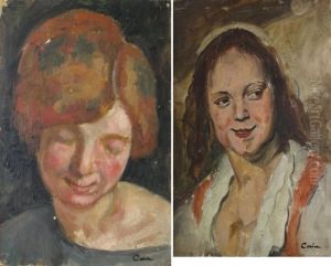 Deux Tetes De Femmes by Edmond Ceria