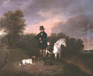 Sportsman with dogs and game by Samuel John Egbert Jones