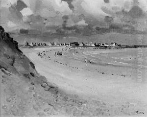 La Plage De St Guenole by Edmond Ceria