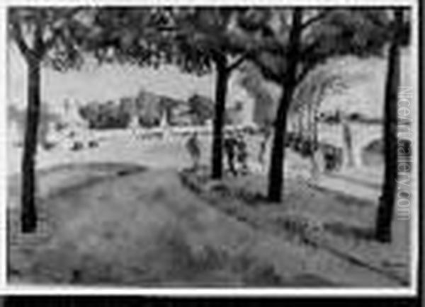 Paris, Promeneurs Sur Le Quai Des Tuileries - view 1