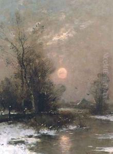 Winter Sunset by Johann II Jungblut