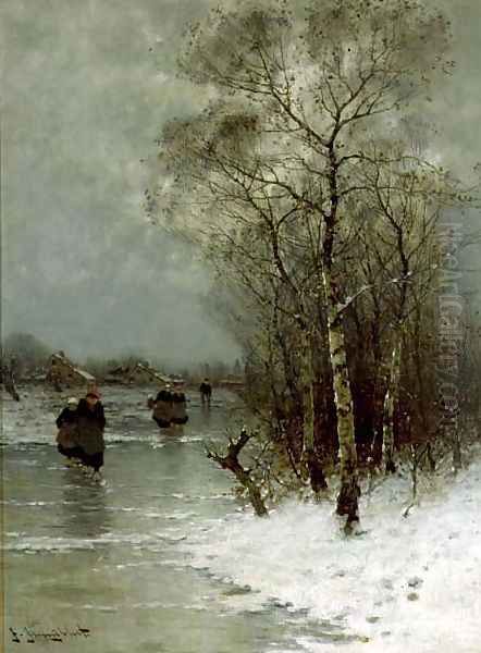 Girls Walking on a Frozen River - view 1