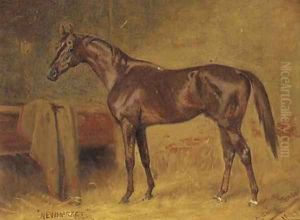 A chestnut racehorse in a stable by Adrian Jones