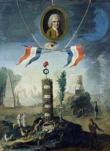 An Allegory of the Revolution with a portrait medallion of Jean Jacques Rousseau by Nicolas Henri Jeaurat de Bertry