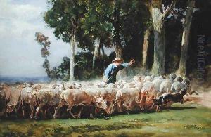 A Shepherd with a Flock of Sheep A Shepherd with a Flock of Sheep