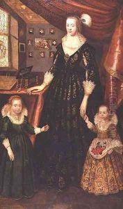 Anne Erskine Countess of Rothes and her daughters Lady Margaret and Lady Mary Leslie by George Jamesone