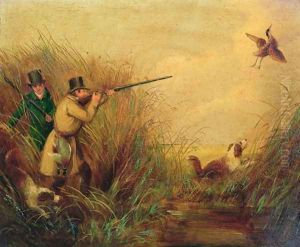 Duck Shooting Amongst Reeds by Samuel John Egbert Jones