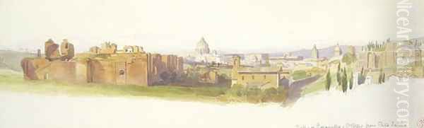 The Baths of Caracalla and St Peters from Porta Latina Rome - view 1