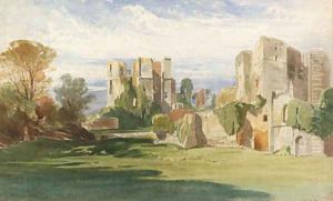 A view of Kenilworth Castle, Warwickshire, from the tiltyard by Harry John Johnson