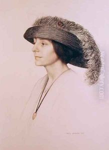 Young Woman Wearing a Feathered Hat by Cecil Stuart Jameson