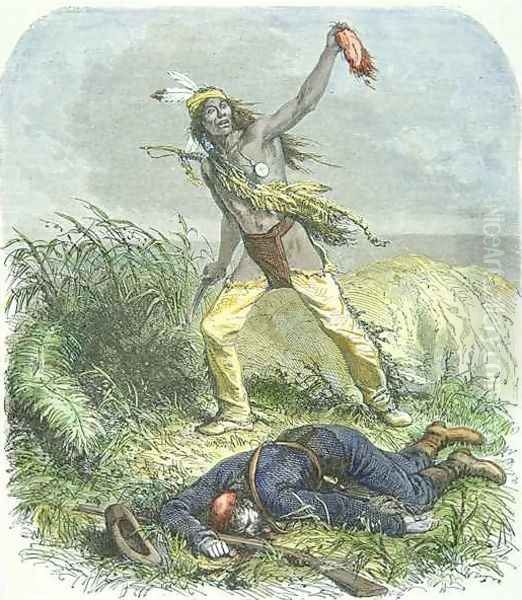 Indian Scalping the Dead Enemy - view 1