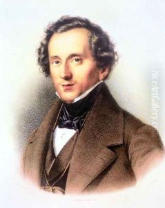 Portrait of Felix Mendelssohn 1809-47 by Friedrich Jentzen