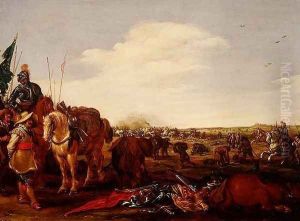 A Battle Scene by Jacob Martsen de Jonge