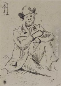 Portrait Du Peintre A. Guillaumin Au Pendu. by Paul Cezanne