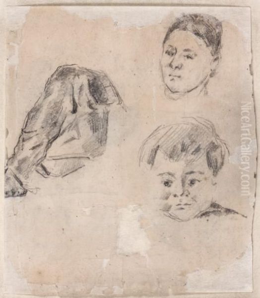 Etudes D'apres Madame Cezanne Et Lepetit Paul - view 1