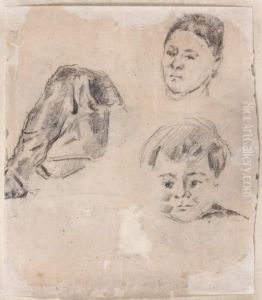 Etudes D'apres Madame Cezanne Et Lepetit Paul by Paul Cezanne